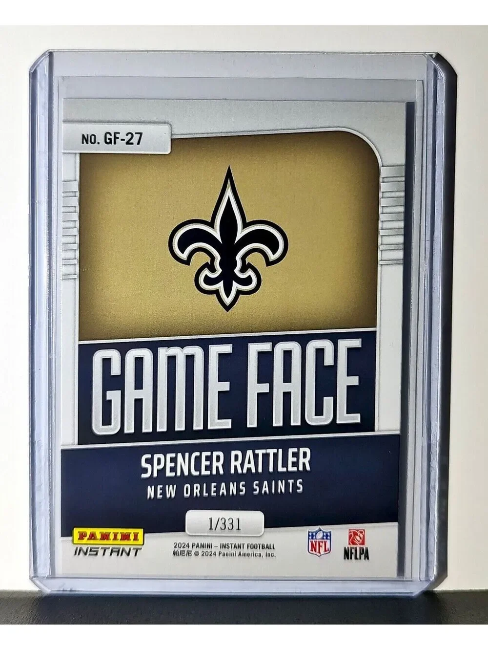 Spencer Rattler 2024 Panini Game Face NFL #27 Rookie Card Saints 1/331